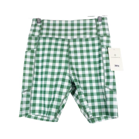 Tuckernuck Pants - New Tuckernuck Women's Green Gingham Biker Shorts Size S Activewear 2974-50